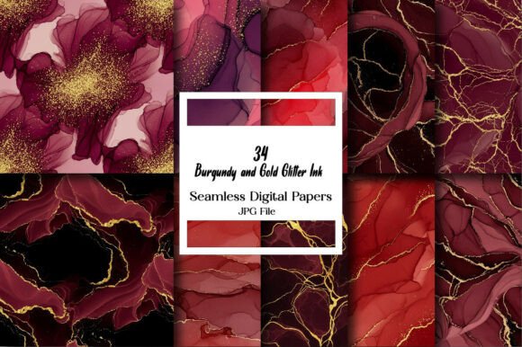 Download Burgundy and Gold Glitter Ink Textures - Gold glitter Collection