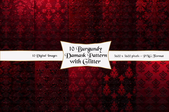 Download 10 Burgundy Damask Pattern with Glitter - Premium Resources