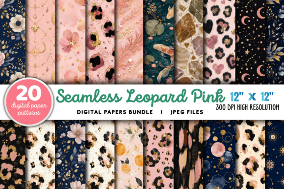 Download Leopard Pink Gold Glitter Pattern Bundle - Premium Resources
