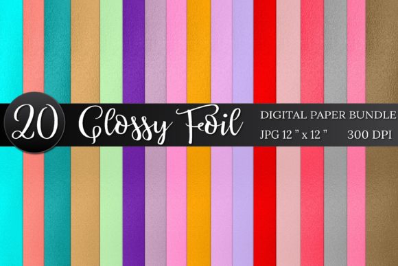 Download 20 Glossy Foil Digital Paper Bundle - Glossy foil Collection