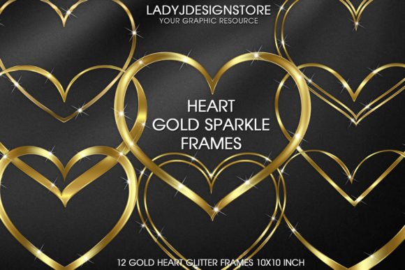 Download Gold Sparkle Heart Frame Clip Art - Premium Bundle